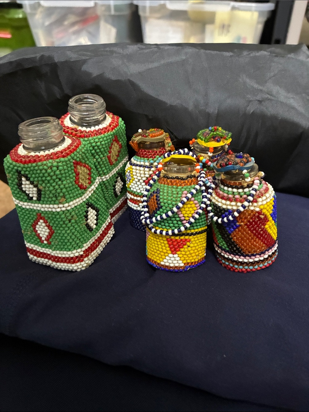 Hand-Beaded Decorative Bottles - Multicolor